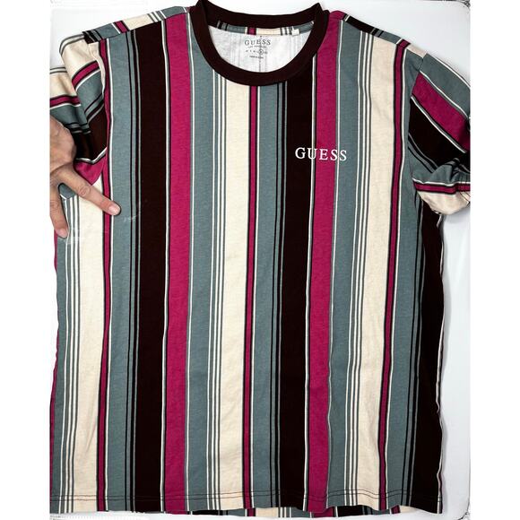 Guess Striped Shirt Size XL Pre-Owned fair condition w/stains and some shrinkage - Picture 6 of 10